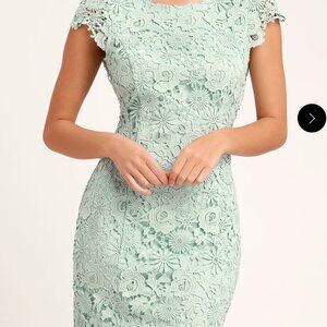 Lulu's Sage Green Sheath Midi Dress with Flutter Cap Sleeves